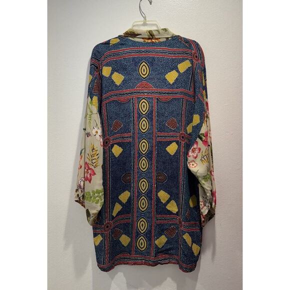 BLANCK London One Size Mixed Print Button Front Tunic Top Anthropologie Artsy - Picture 2 of 7
